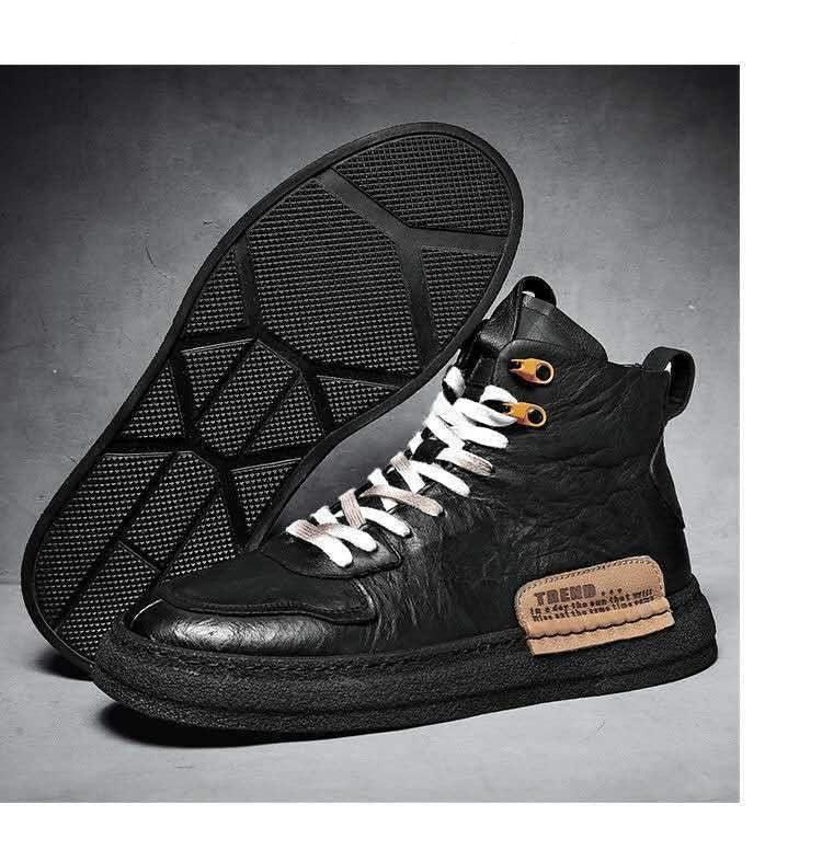 Men’s Leather Urban Streetwear Sneakers – Anti-Slip Walking Shoes
