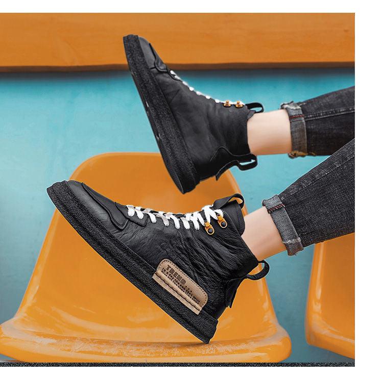 Men’s Leather Urban Streetwear Sneakers – Anti-Slip Walking Shoes