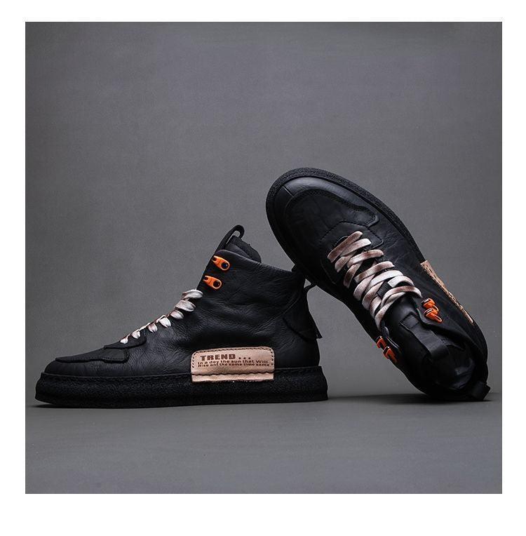 Men’s Leather Urban Streetwear Sneakers – Anti-Slip Walking Shoes