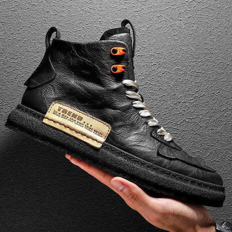Men’s Leather Urban Streetwear Sneakers – Anti-Slip Walking Shoes