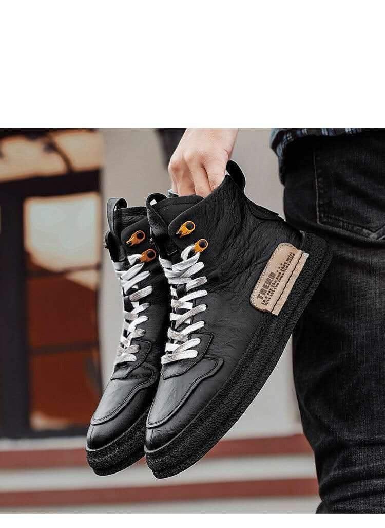 Men’s Leather Urban Streetwear Sneakers – Anti-Slip Walking Shoes