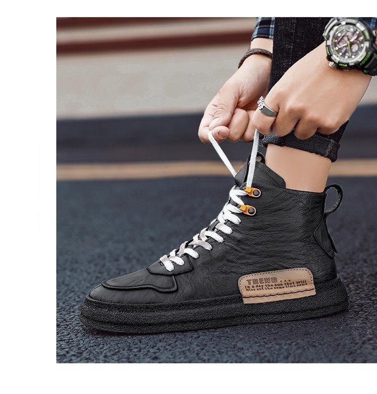 Men’s Leather Urban Streetwear Sneakers – Anti-Slip Walking Shoes