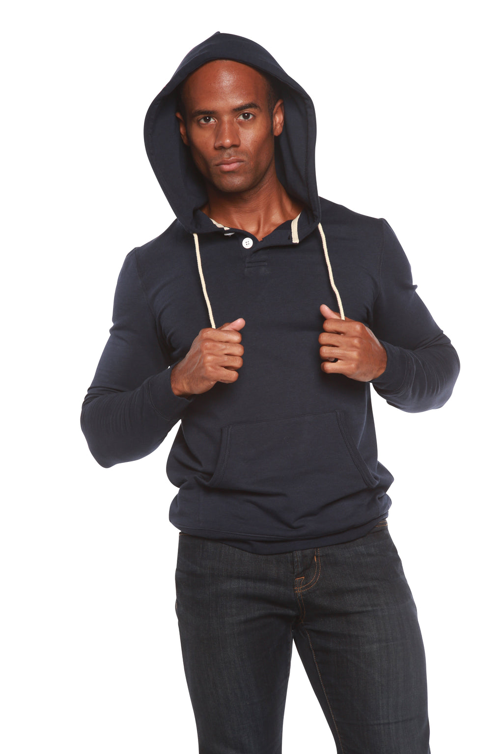 Men's Henley Bamboo Viscose Fleece Hoodie