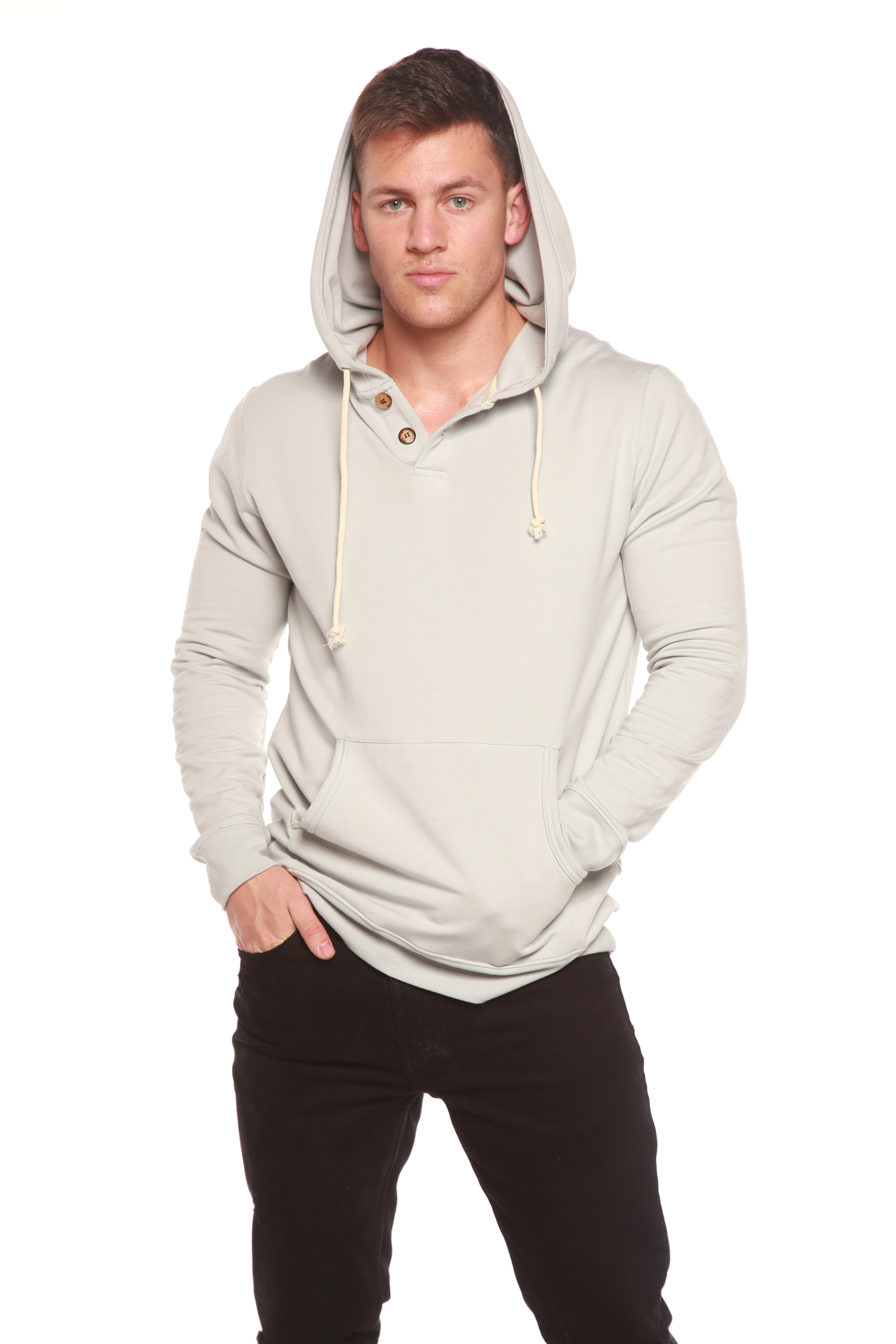 Men's Henley Bamboo Viscose Fleece Hoodie