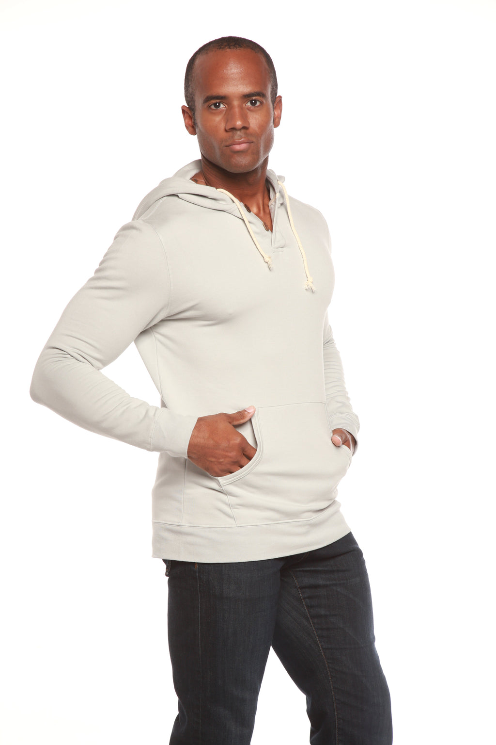 Men's Henley Bamboo Viscose Fleece Hoodie