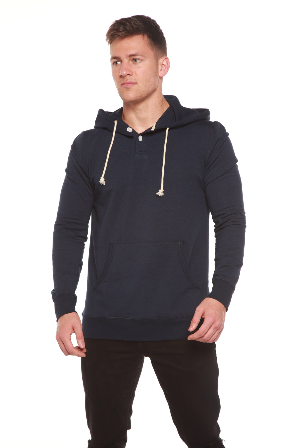Men's Henley Bamboo Viscose Fleece Hoodie