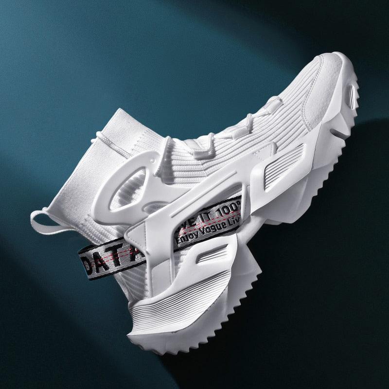 Men's High Top Mesh Sock Sneakers - Breathable Height Increasing Shoes