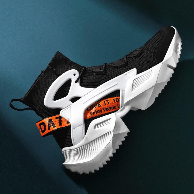 Men's High Top Mesh Sock Sneakers - Breathable Height Increasing Shoes