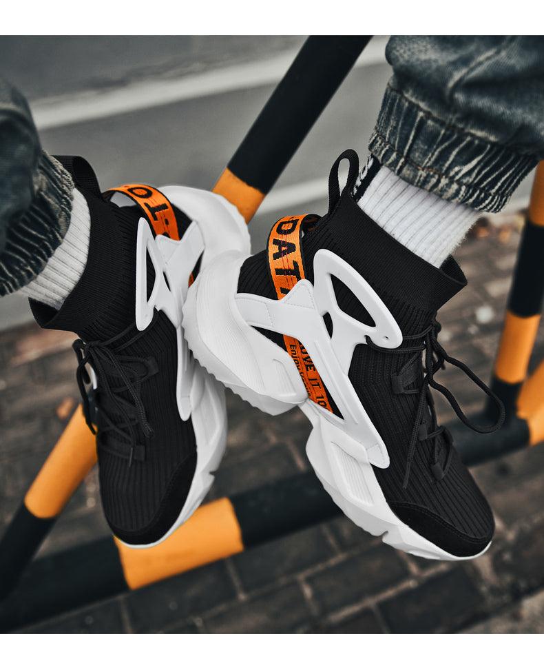Men's High Top Mesh Sock Sneakers - Breathable Height Increasing Shoes