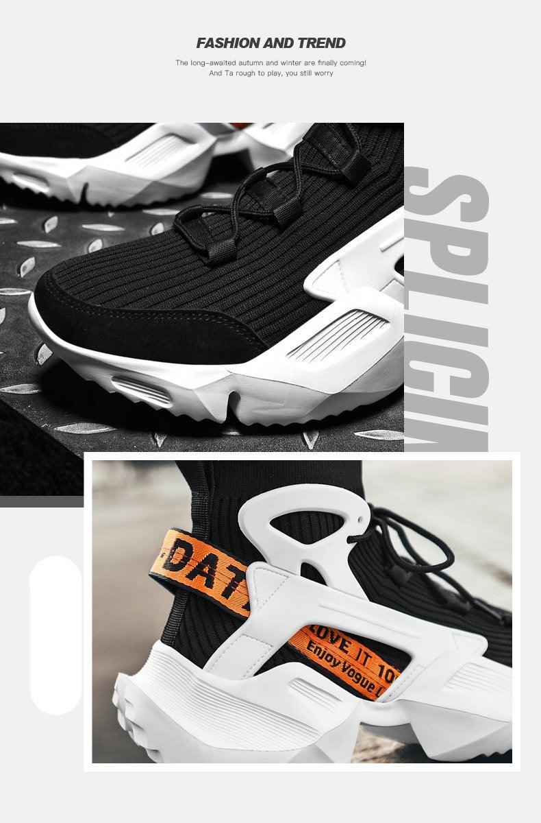 Men's High Top Mesh Sock Sneakers - Breathable Height Increasing Shoes