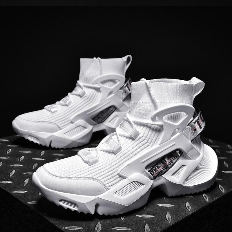 Stevvex Men's high top mesh sock sneakers with EVA pillow insole for breathability and shock absorption