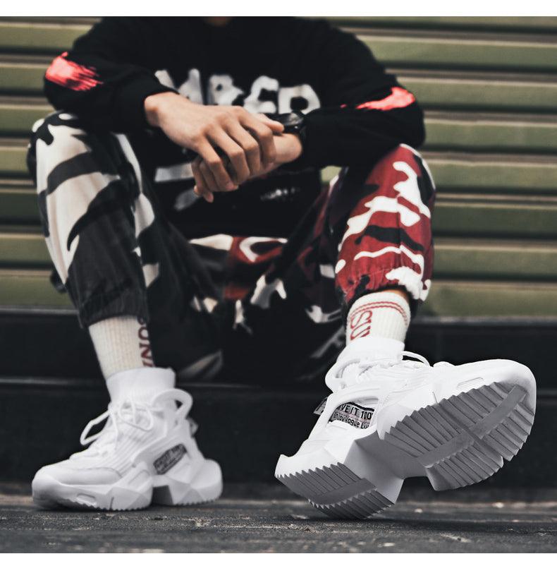 Men's High Top Mesh Sock Sneakers - Breathable Height Increasing Shoes