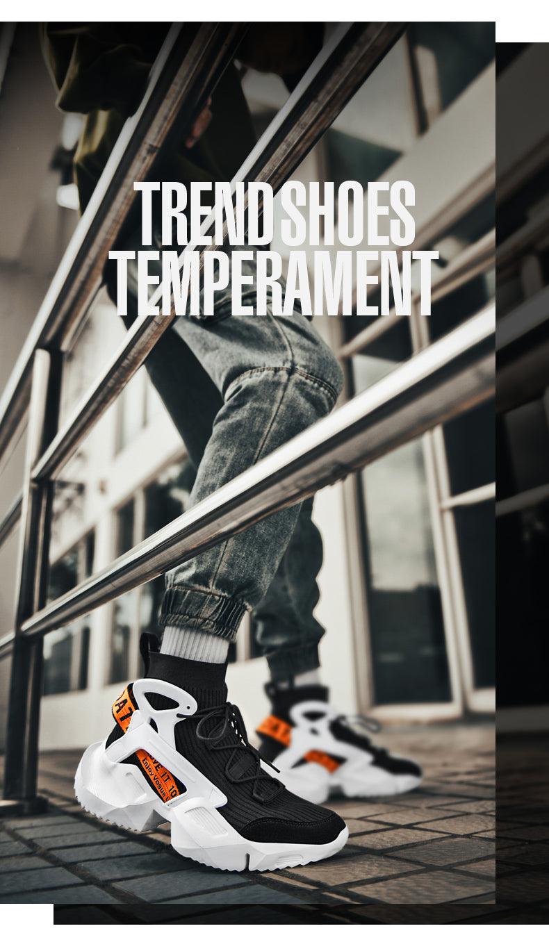 Men's High Top Mesh Sock Sneakers - Breathable Height Increasing Shoes
