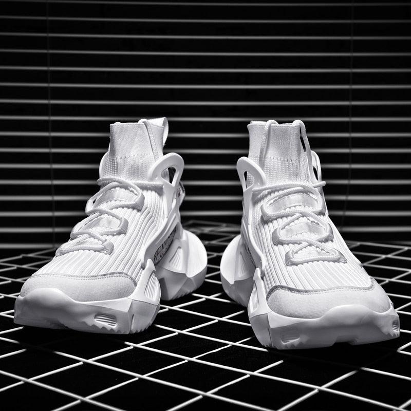 Men's High Top Mesh Sock Sneakers - Breathable Height Increasing Shoes