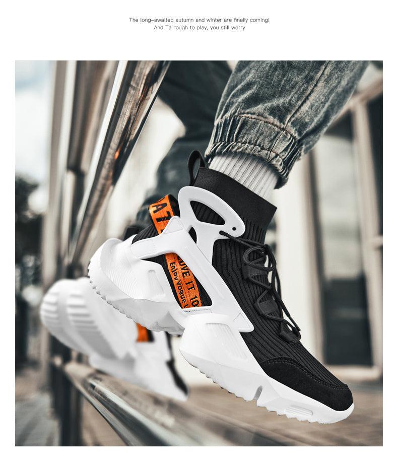 Men's High Top Mesh Sock Sneakers - Breathable Height Increasing Shoes