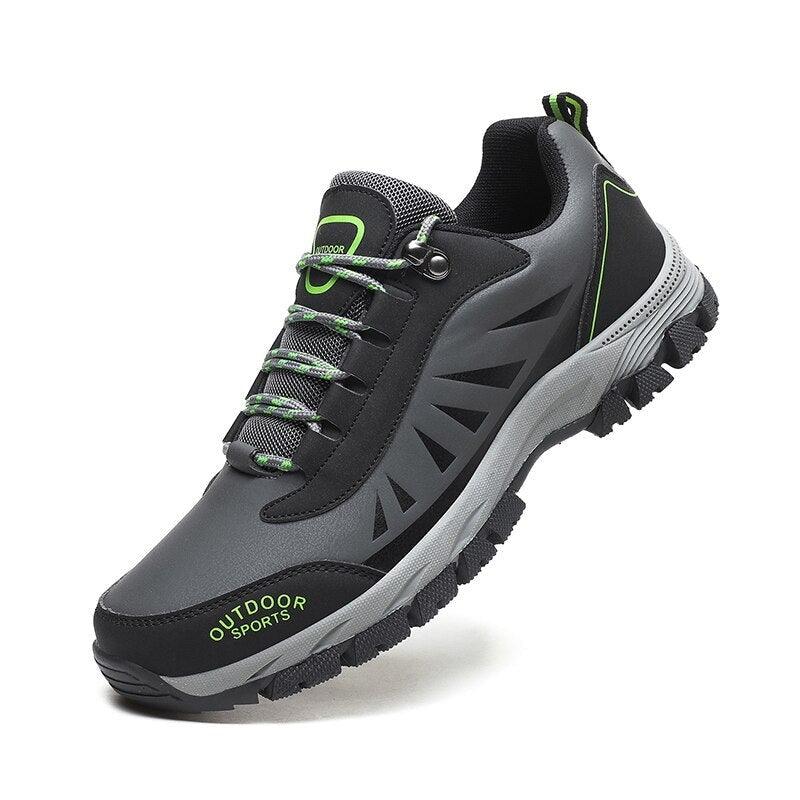 Men's Stevvex waterproof hiking boots in solid grey with non-slip rugged outsole