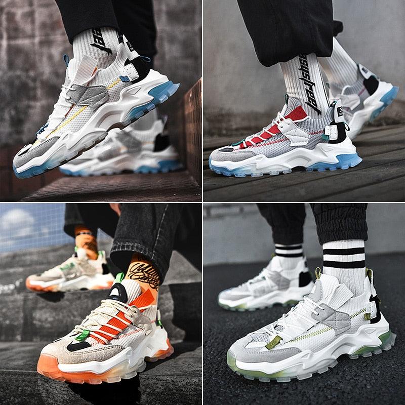 Men's Luxury White Casual Sneakers - Breathable Modern Trainers