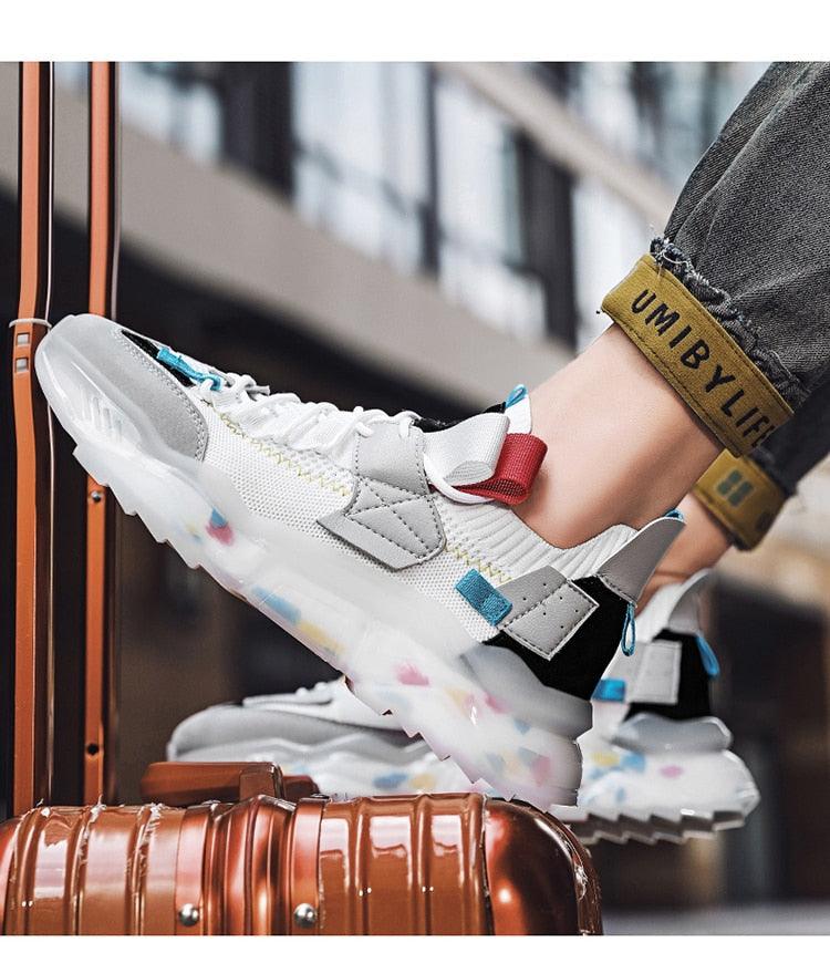 Men's Luxury White Casual Sneakers - Breathable Modern Trainers