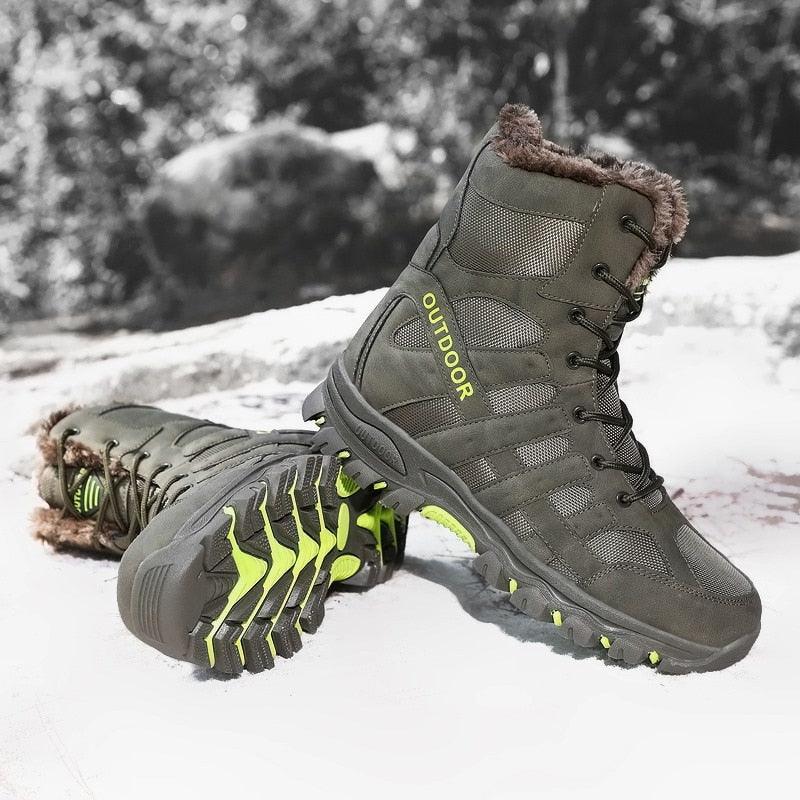 Men's Waterproof Mid-Cut Hiking Boots for Outdoor Mountaineering