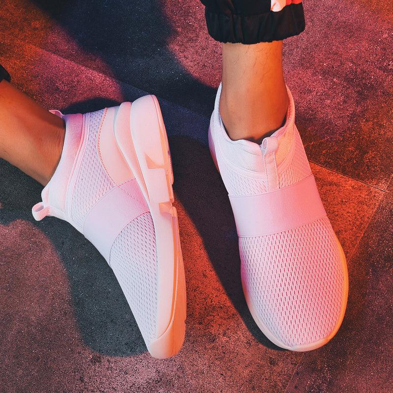 Red Lightweight Breathable Mesh Sneakers for Walking & Workout