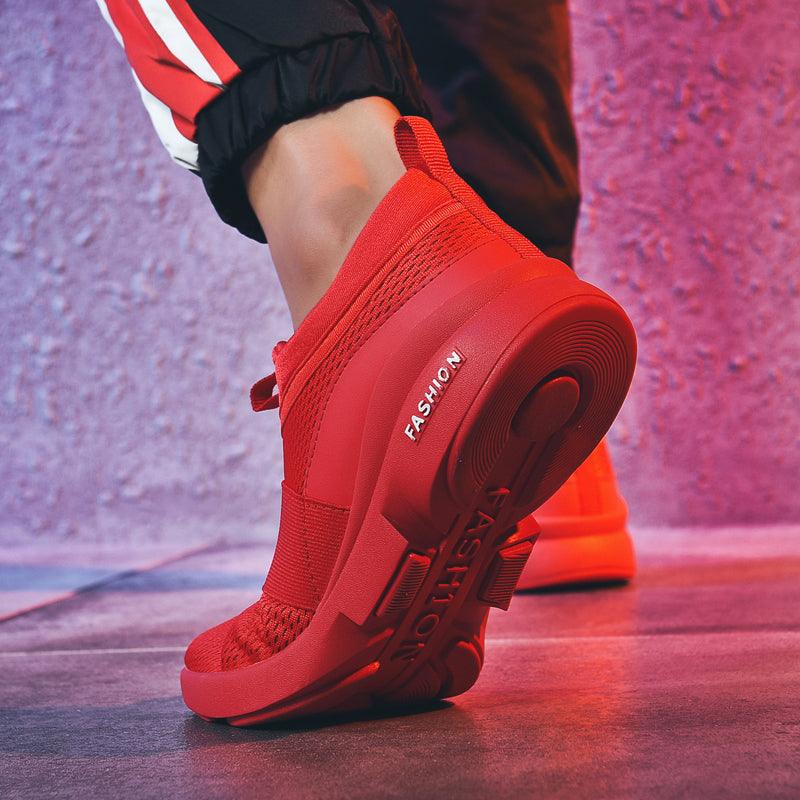 Red Lightweight Breathable Mesh Sneakers for Walking & Workout