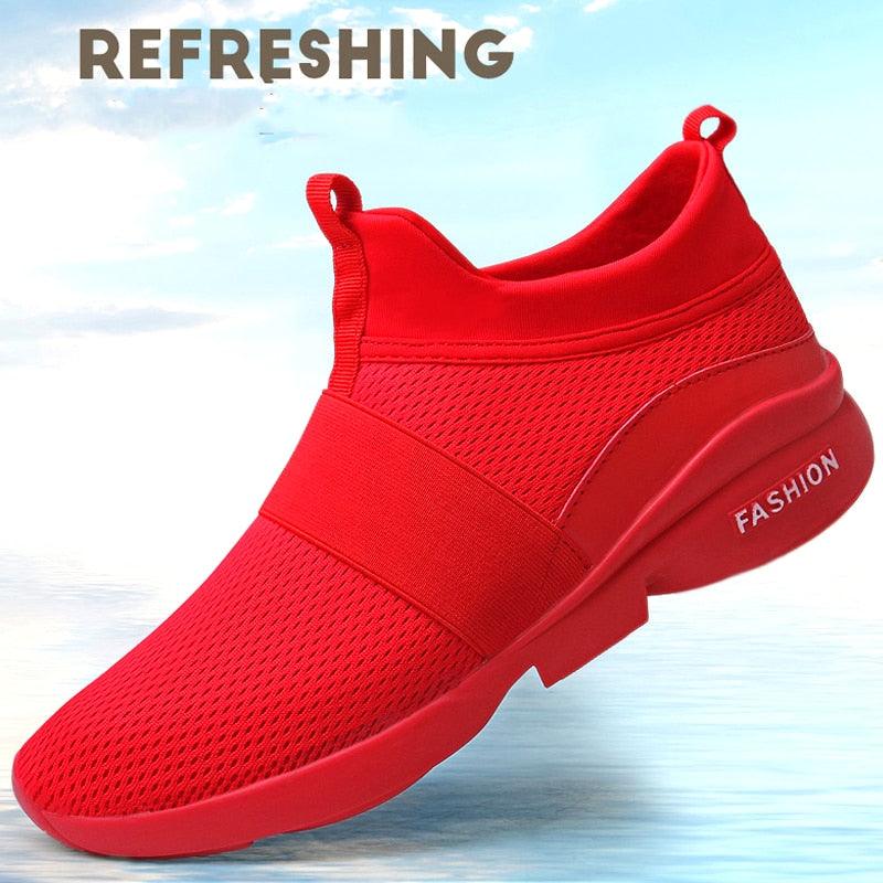 Stevvex red lightweight breathable air mesh sneakers for gym and casual walking