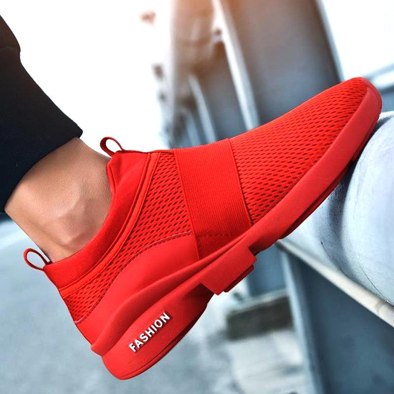 Red Lightweight Breathable Mesh Sneakers for Walking & Workout