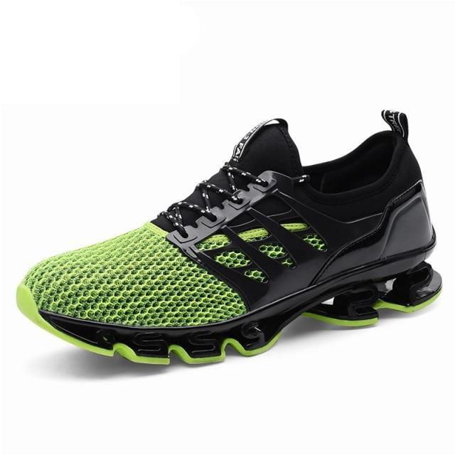 Men's black knit running sneakers with breathable mesh lining and athletic cushioning