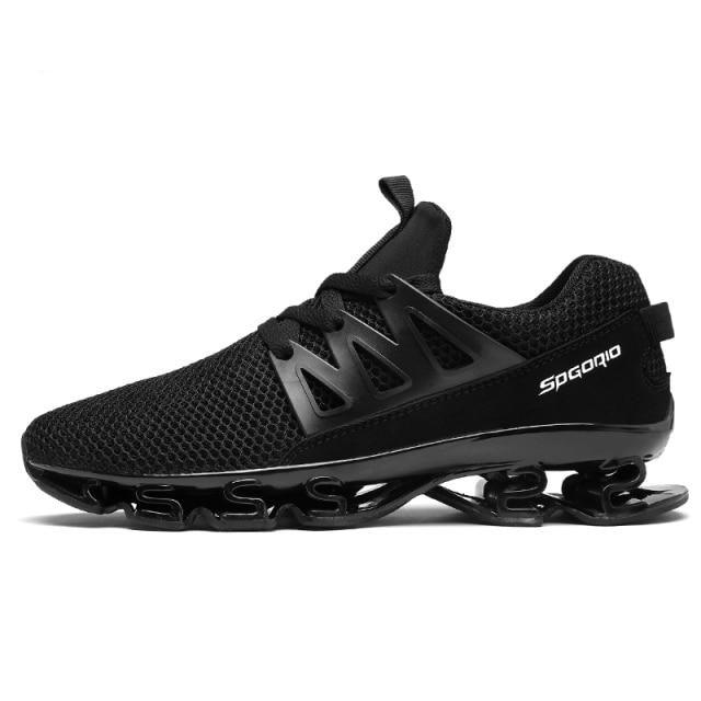Men's Black Breathable Knit Running Trainers Lightweight Sneakers