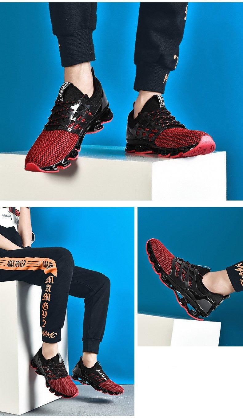 Men's Black Breathable Knit Running Trainers Lightweight Sneakers