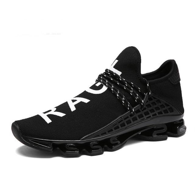 Men's Black Breathable Knit Running Trainers Lightweight Sneakers