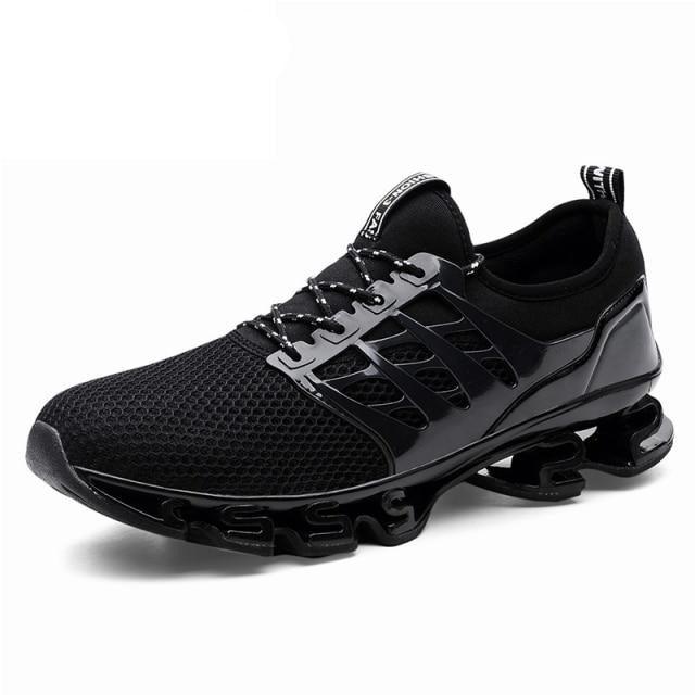 Men's Black Breathable Knit Running Trainers Lightweight Sneakers