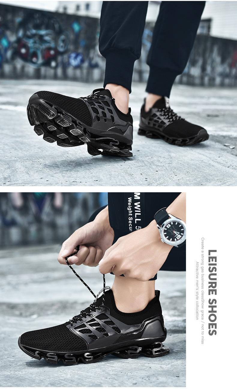 Men's Black Breathable Knit Running Trainers Lightweight Sneakers