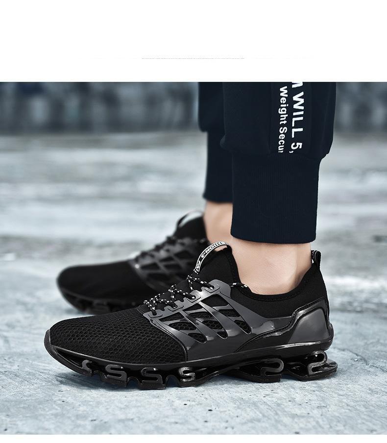 Men's Black Breathable Knit Running Trainers Lightweight Sneakers