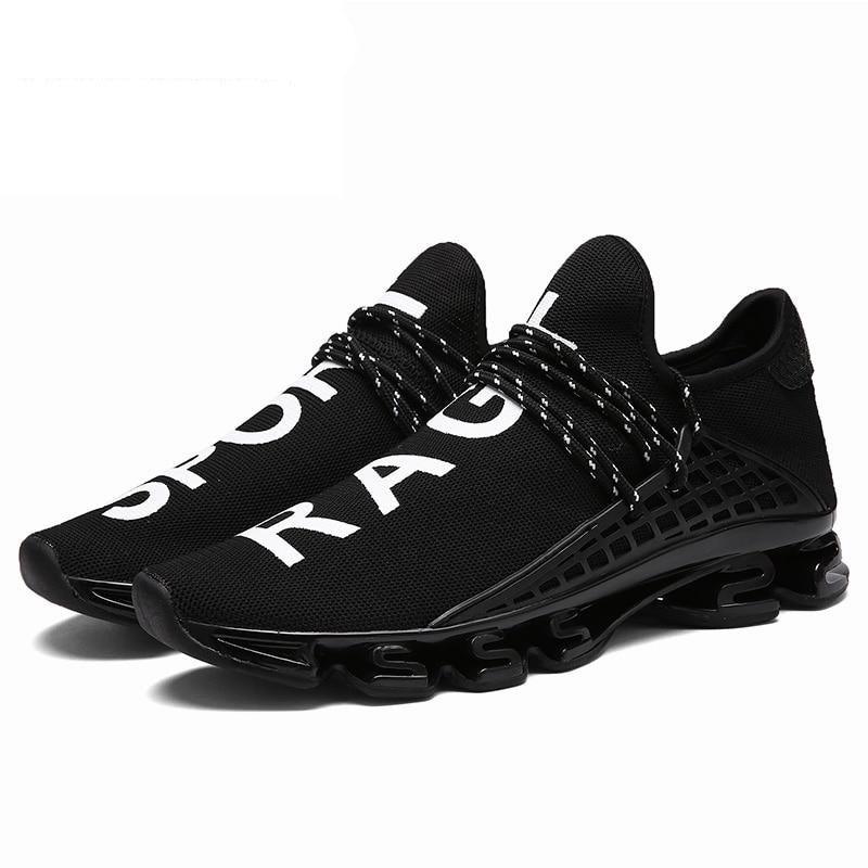 Men's Black Breathable Knit Running Trainers Lightweight Sneakers