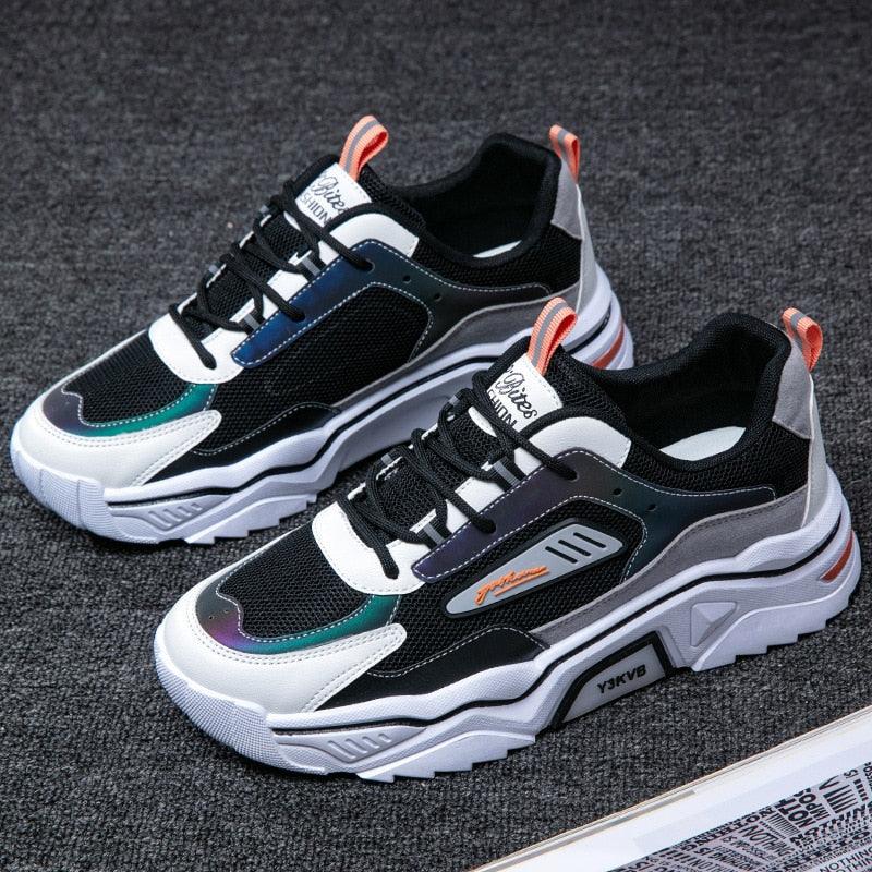 Unisex Streetwear Athletic Sneakers with Iridescent Panels