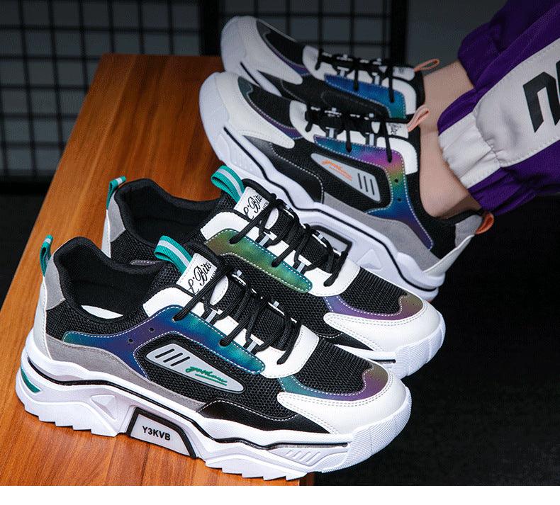 Unisex Streetwear Athletic Sneakers with Iridescent Panels