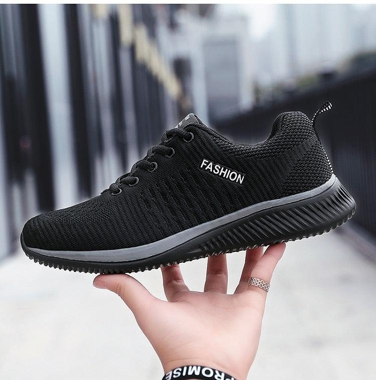 Men's Black Breathable Mesh Running Sneakers Casual Tennis Shoes