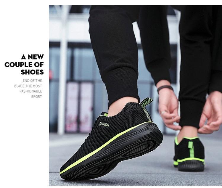 Men's Black Breathable Mesh Running Sneakers Casual Tennis Shoes