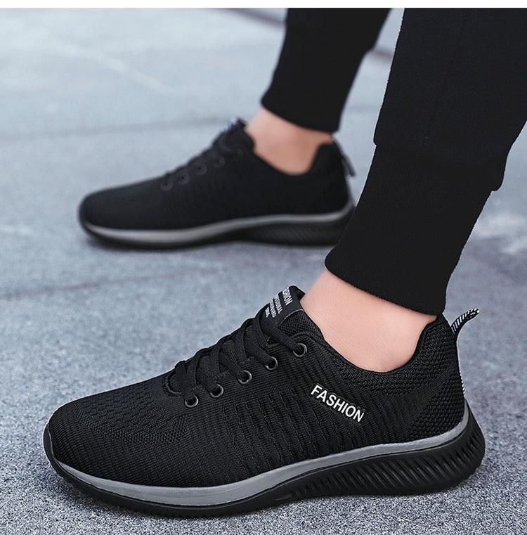 Men's Black Breathable Mesh Running Sneakers Casual Tennis Shoes