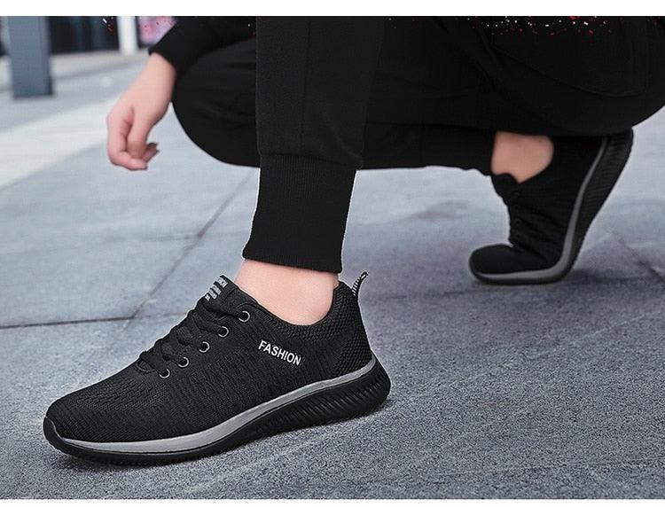 Men's Black Breathable Mesh Running Sneakers Casual Tennis Shoes