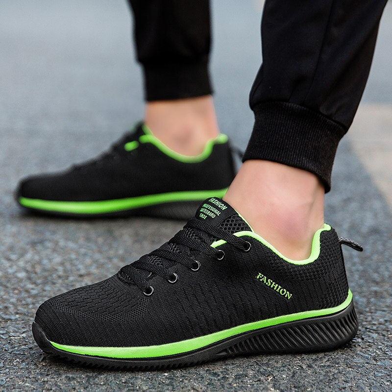 Men's Black Breathable Mesh Running Sneakers Casual Tennis Shoes