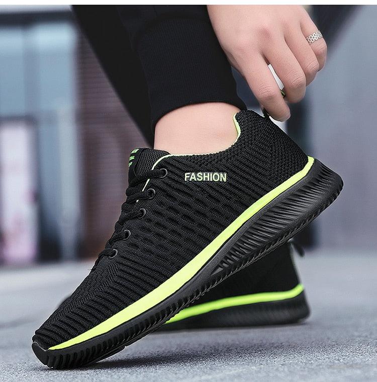 Men's Black Breathable Mesh Running Sneakers Casual Tennis Shoes