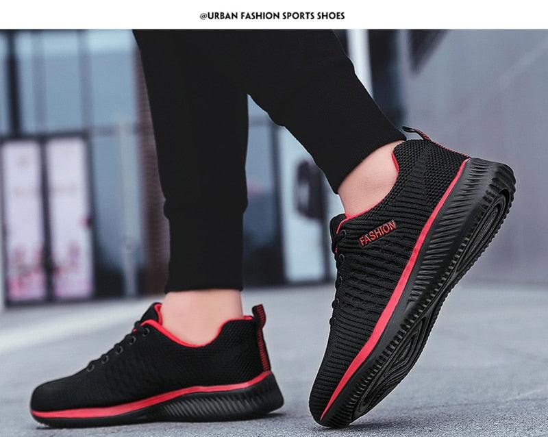 Men's Black Breathable Mesh Running Sneakers Casual Tennis Shoes
