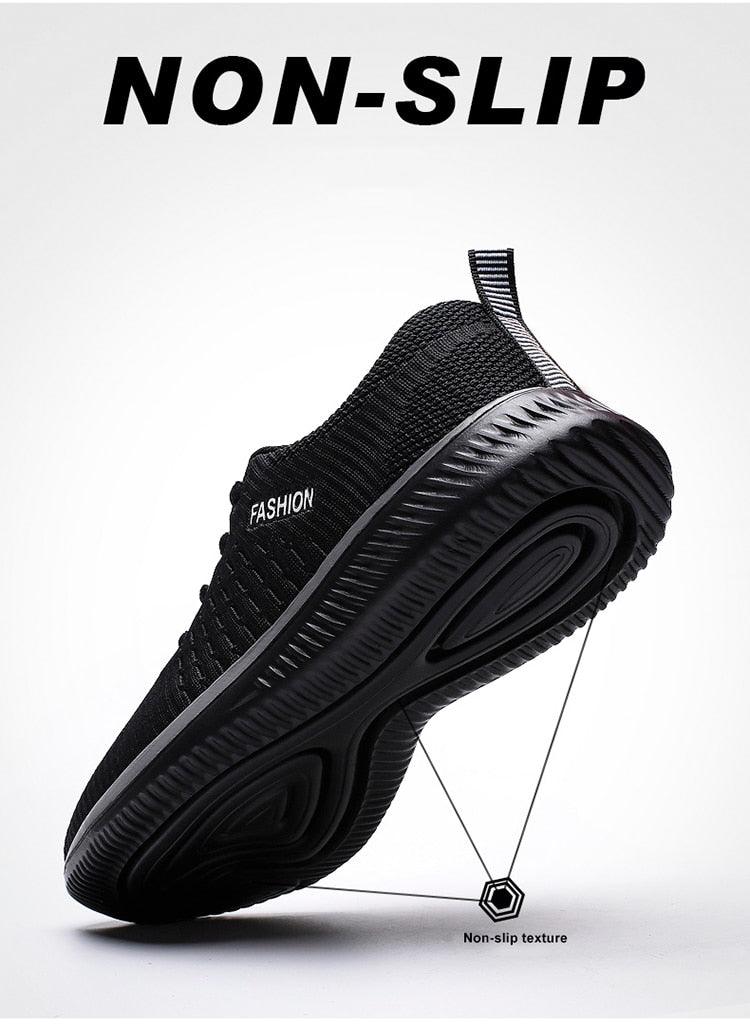 Men's Black Breathable Mesh Running Sneakers Casual Tennis Shoes