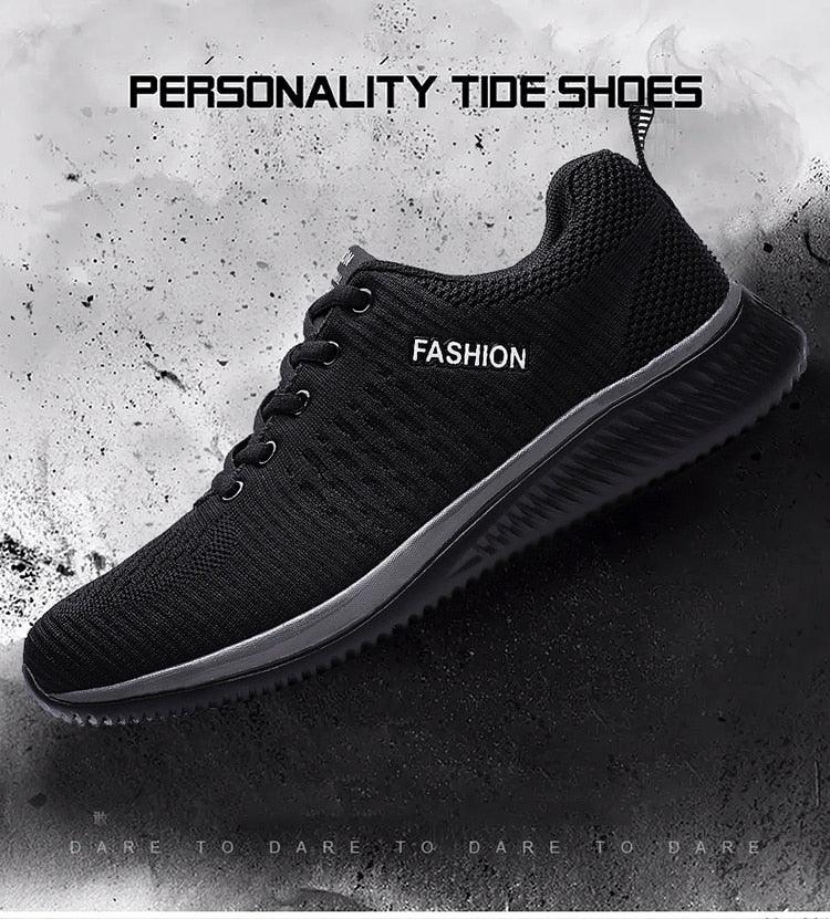 Men's Black Breathable Mesh Running Sneakers Casual Tennis Shoes