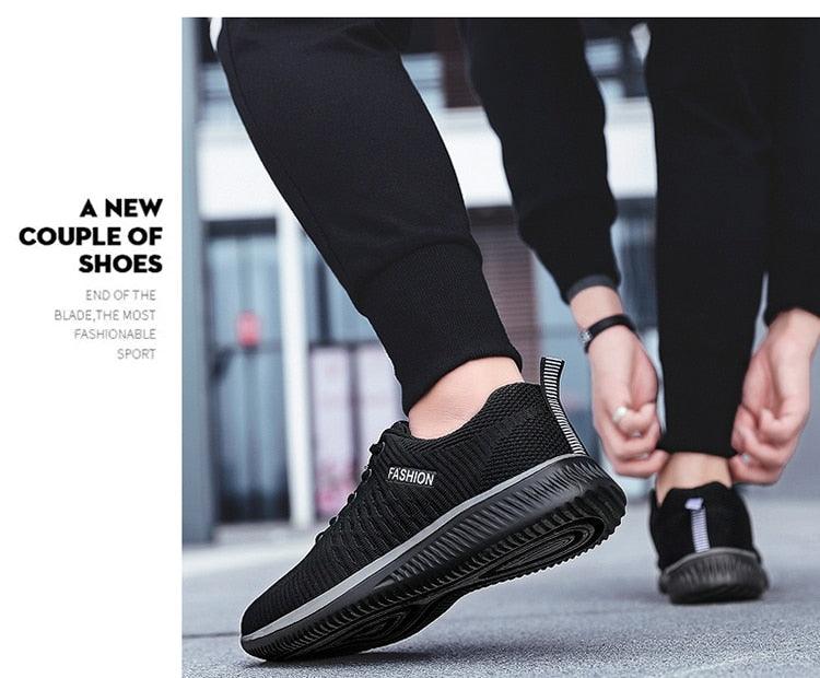 Men's Black Breathable Mesh Running Sneakers Casual Tennis Shoes