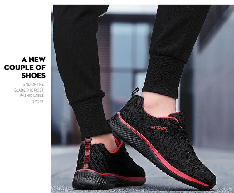 Men's Black Breathable Mesh Running Sneakers Casual Tennis Shoes