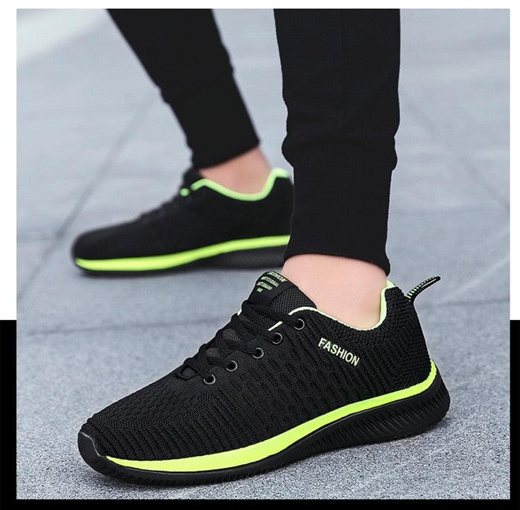 Men's Black Breathable Mesh Running Sneakers Casual Tennis Shoes