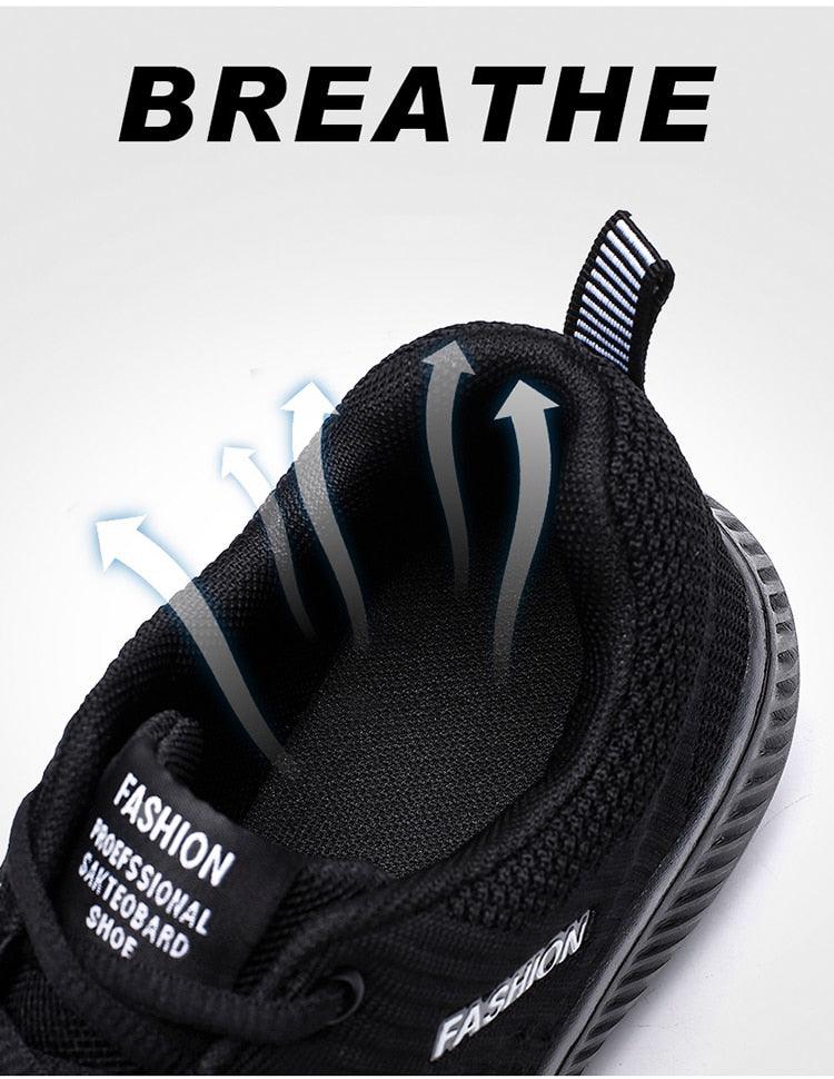 Men's Black Breathable Mesh Running Sneakers Casual Tennis Shoes